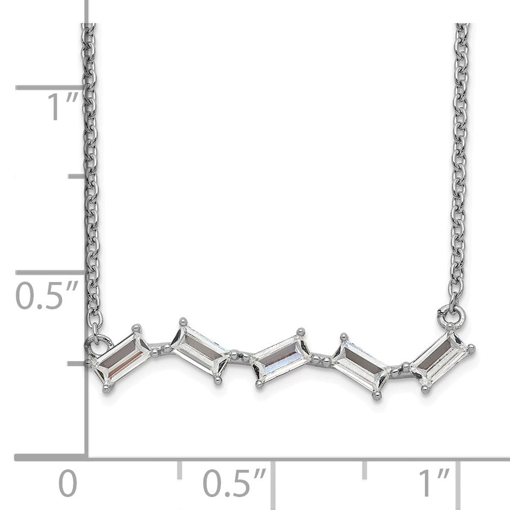 Sterlingsilber Cheryl M Rhodiniert Smaragd-cut Zirkonia Stab 18 Zoll Halskette