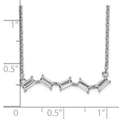 Sterlingsilber Cheryl M Rhodiniert Smaragd-cut Zirkonia Stab 18 Zoll Halskette