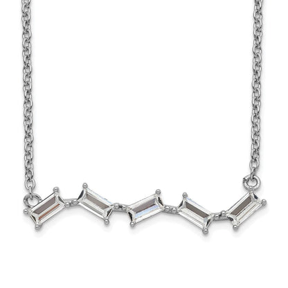 Sterlingsilber Cheryl M Rhodiniert Smaragd-cut Zirkonia Stab 18 Zoll Halskette