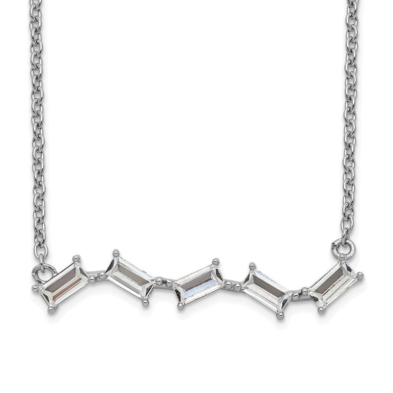 Sterlingsilber Cheryl M Rhodiniert Smaragd-cut Zirkonia Stab 18 Zoll Halskette