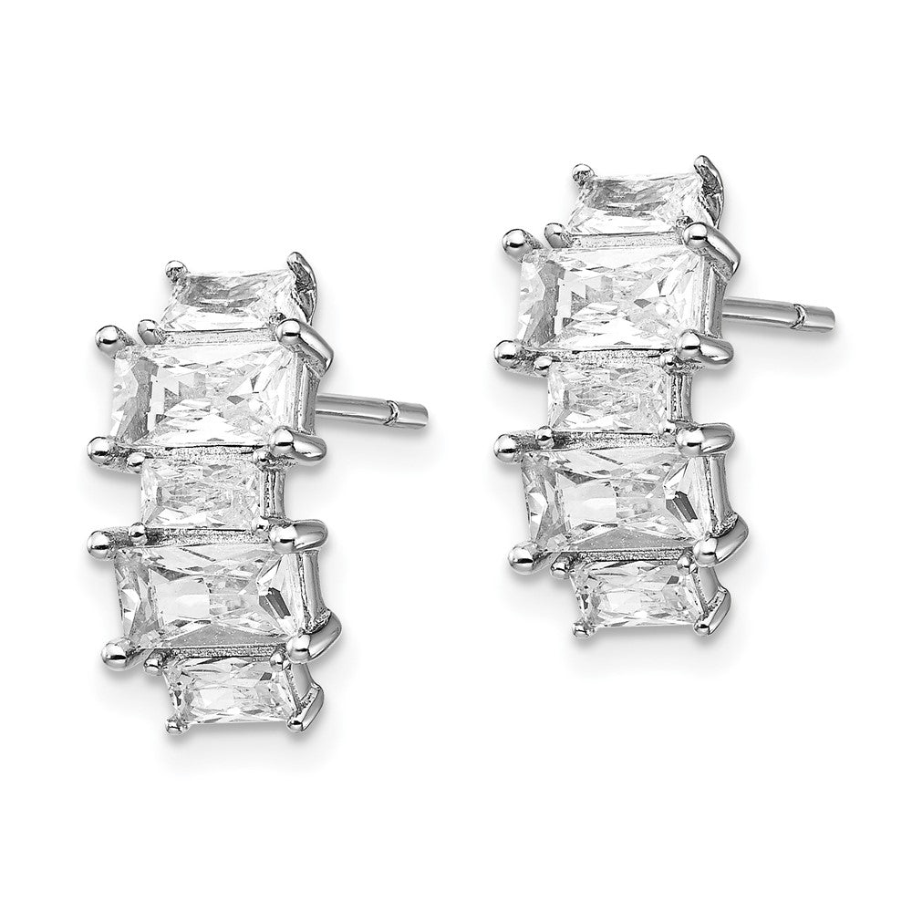 Sterlingsilber Cheryl M Rhodiniert Smaragd-cut Zirkonia Ohrstecker