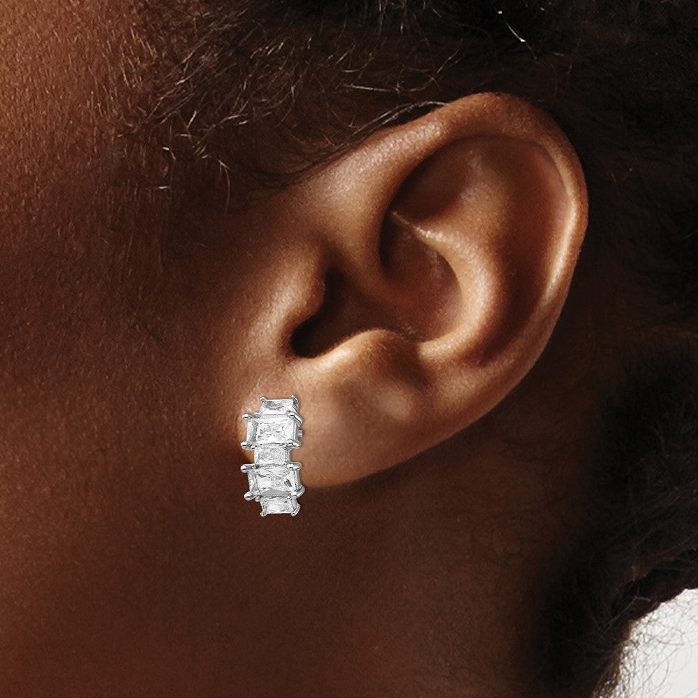 Sterlingsilber Cheryl M Rhodiniert Smaragd-cut Zirkonia Ohrstecker