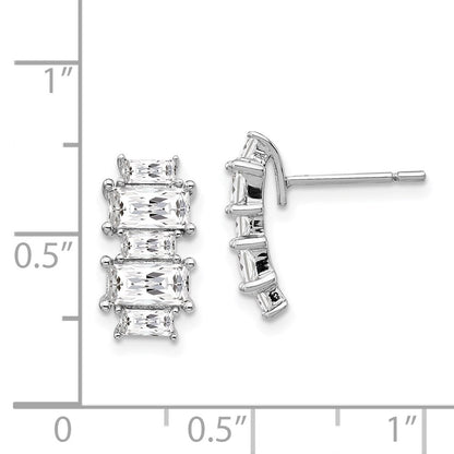 Sterlingsilber Cheryl M Rhodiniert Smaragd-cut Zirkonia Ohrstecker