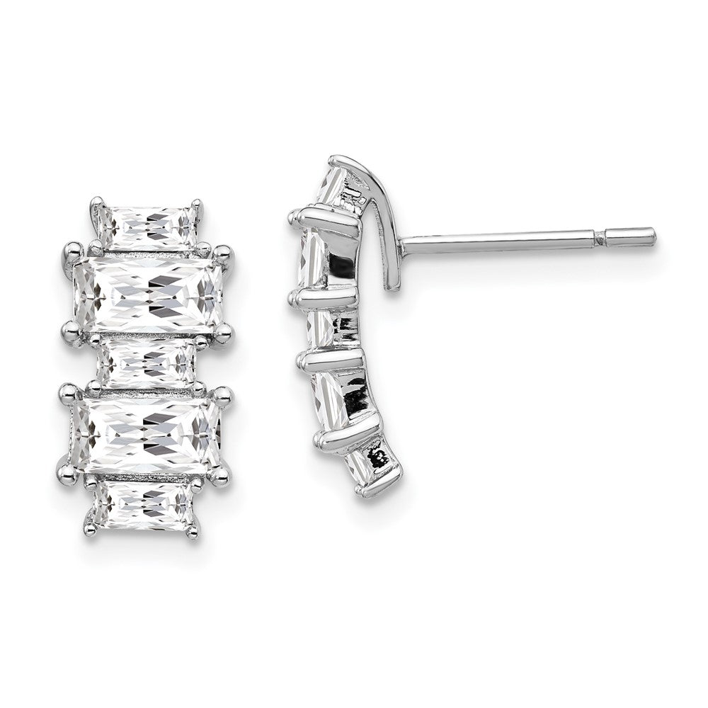 Sterlingsilber Cheryl M Rhodiniert Smaragd-cut Zirkonia Ohrstecker