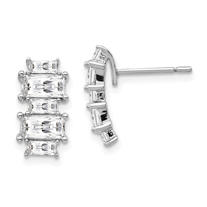 Sterlingsilber Cheryl M Rhodiniert Smaragd-cut Zirkonia Ohrstecker