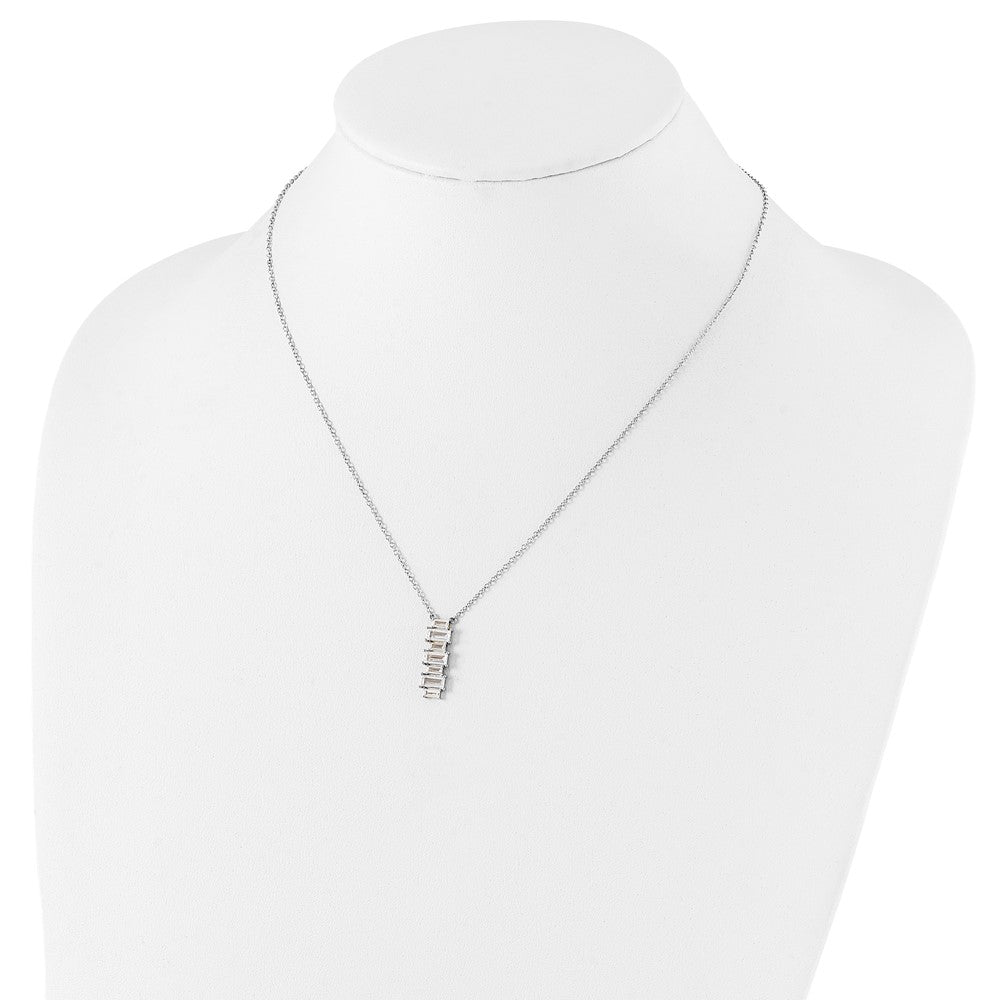 Sterlingsilber Cheryl M Rhodiniert Smaragd-cut Zirkonia Vertikal Stab 18 Zoll Halskette