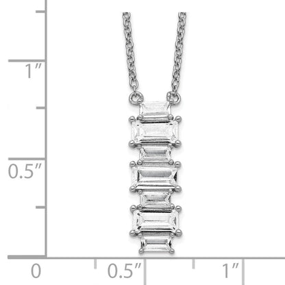 Sterlingsilber Cheryl M Rhodiniert Smaragd-cut Zirkonia Vertikal Stab 18 Zoll Halskette