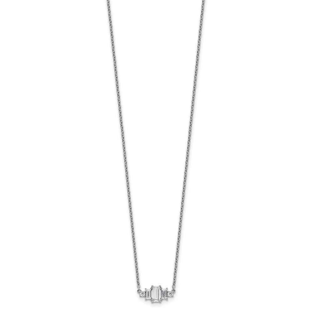 Sterlingsilber Cheryl M Rhodiniert Brillant-cut und Smaragd-cut Stab 18 Zoll Halskette