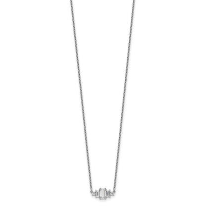 Sterlingsilber Cheryl M Rhodiniert Brillant-cut und Smaragd-cut Stab 18 Zoll Halskette