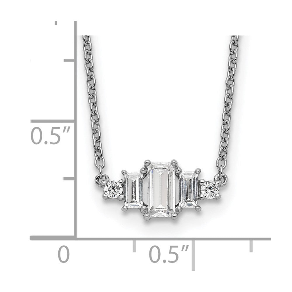 Sterlingsilber Cheryl M Rhodiniert Brillant-cut und Smaragd-cut Stab 18 Zoll Halskette