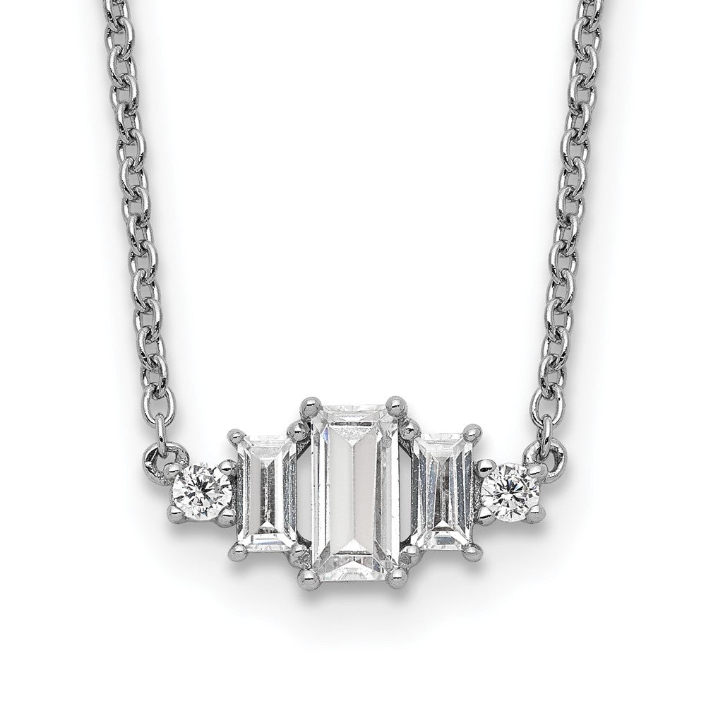 Sterlingsilber Cheryl M Rhodiniert Brillant-cut und Smaragd-cut Stab 18 Zoll Halskette