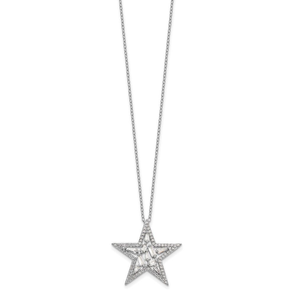 Sterlingsilber Cheryl M Rhodiniert Brillant-cut Verjüngt Baguette-cut und Smaragd-cut Zirkonia Stern 18 Zoll Halskette
