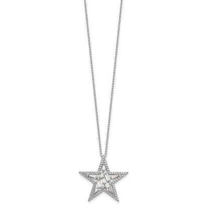 Sterlingsilber Cheryl M Rhodiniert Brillant-cut Verjüngt Baguette-cut und Smaragd-cut Zirkonia Stern 18 Zoll Halskette