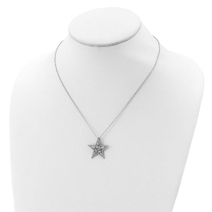 Sterlingsilber Cheryl M Rhodiniert Brillant-cut Verjüngt Baguette-cut und Smaragd-cut Zirkonia Stern 18 Zoll Halskette