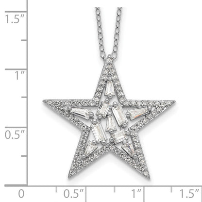 Sterlingsilber Cheryl M Rhodiniert Brillant-cut Verjüngt Baguette-cut und Smaragd-cut Zirkonia Stern 18 Zoll Halskette
