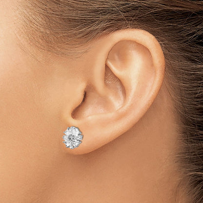 Sterlingsilber Cheryl M Rhodiniert Smaragd-cut und Brillant-cut Zirkonia Cluster Ohrstecker