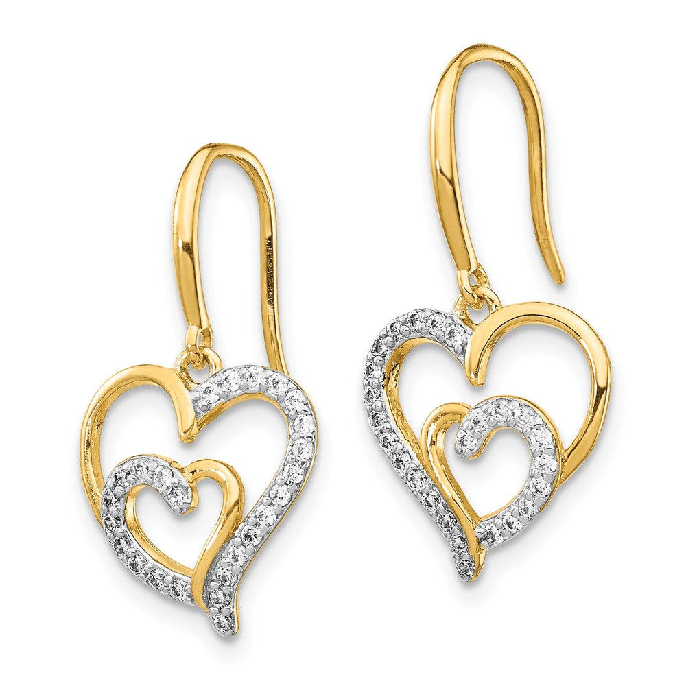 Sterlingsilber Cheryl M Vergoldet Brillant-cut Zirkonia Herz Ohrhänger