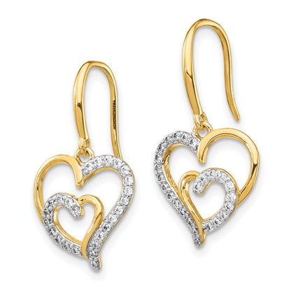 Sterlingsilber Cheryl M Vergoldet Brillant-cut Zirkonia Herz Ohrhänger