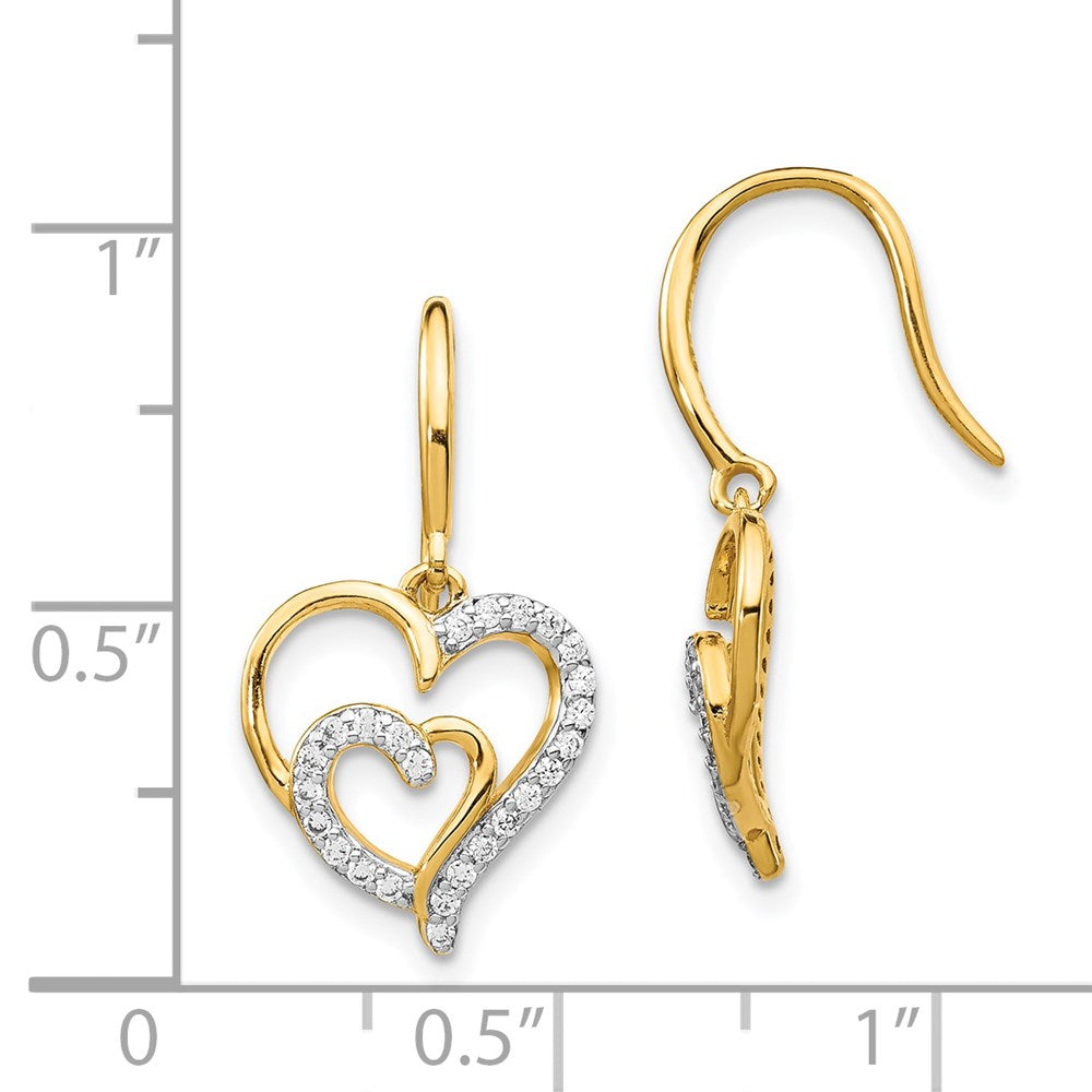Sterlingsilber Cheryl M Vergoldet Brillant-cut Zirkonia Herz Ohrhänger