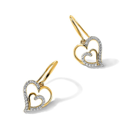 Sterlingsilber Cheryl M Vergoldet Brillant-cut Zirkonia Herz Ohrhänger