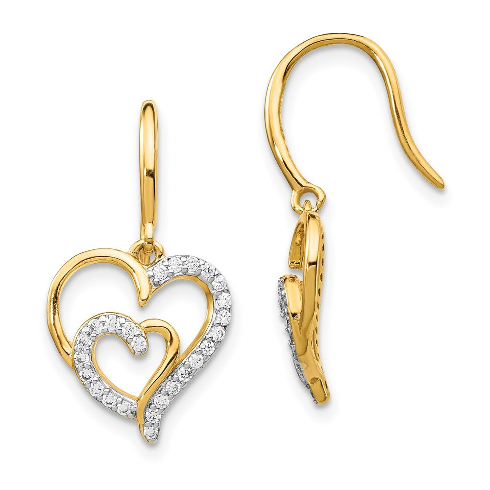 Sterlingsilber Cheryl M Vergoldet Brillant-cut Zirkonia Herz Ohrhänger