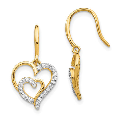 Sterlingsilber Cheryl M Vergoldet Brillant-cut Zirkonia Herz Ohrhänger
