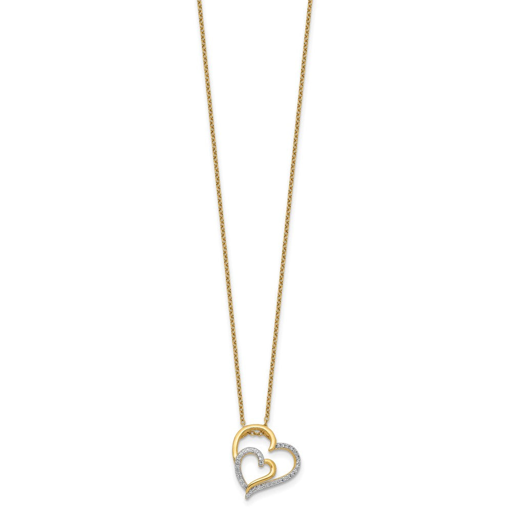 Sterlingsilber Cheryl M Vergoldet Brillant-cut Zirkonia Fantasie Doppelt Herz 18 Zoll Halskette