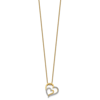 Sterlingsilber Cheryl M Vergoldet Brillant-cut Zirkonia Fantasie Doppelt Herz 18 Zoll Halskette