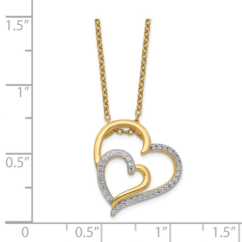 Sterlingsilber Cheryl M Vergoldet Brillant-cut Zirkonia Fantasie Doppelt Herz 18 Zoll Halskette