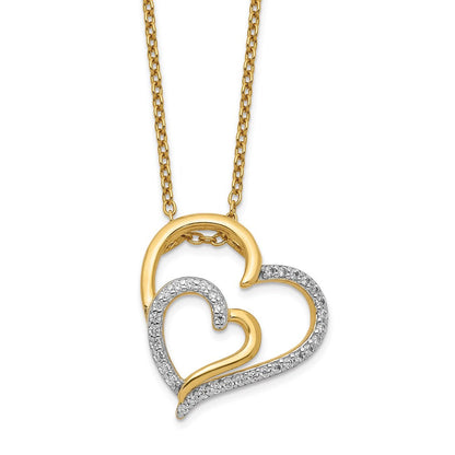 Sterlingsilber Cheryl M Vergoldet Brillant-cut Zirkonia Fantasie Doppelt Herz 18 Zoll Halskette