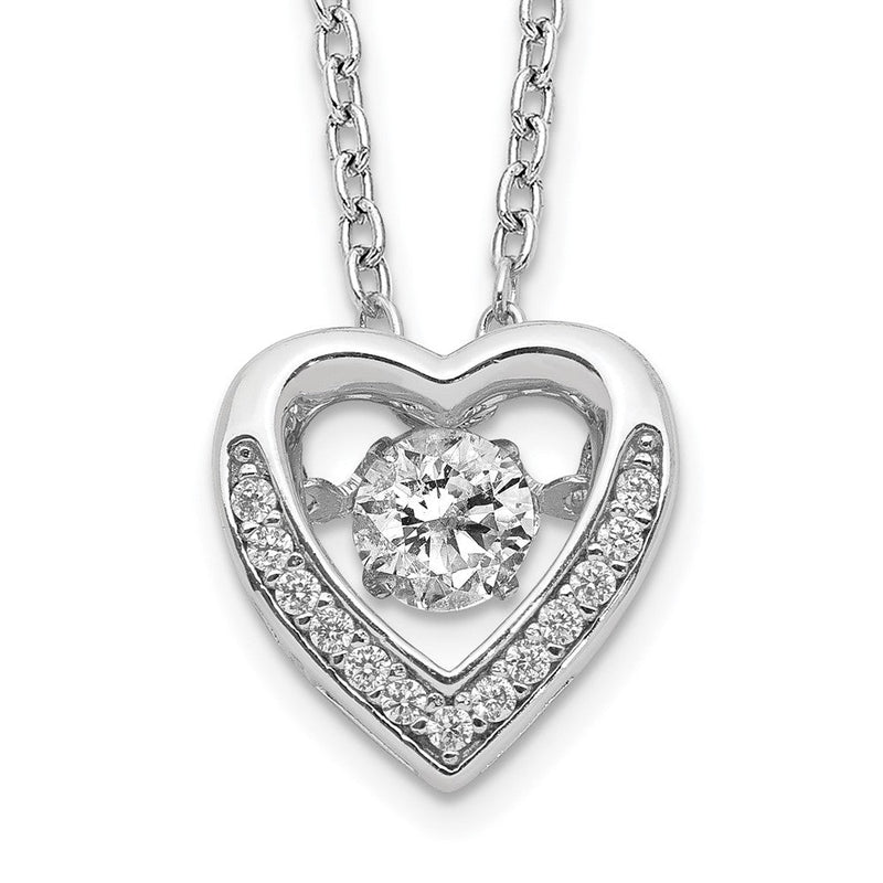 Sterlingsilber Cheryl M Rhodiniert Brillant-cut Lebhaft Zirkonia Herz 18 Zoll Halskette