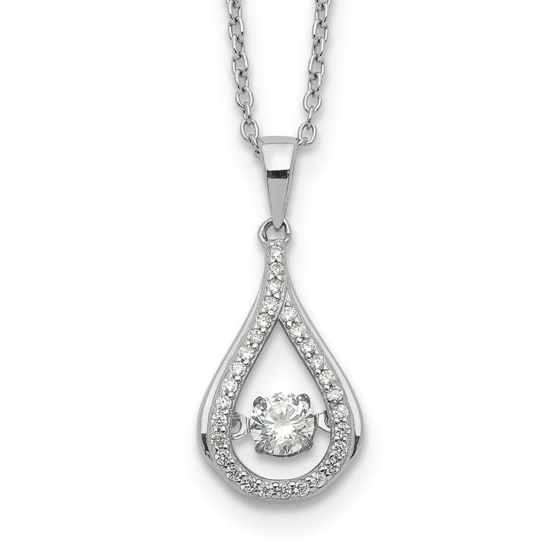 Sterlingsilber Cheryl M Rhodiniert Brillant-cut Lebhaft Zirkonia Tropfen 18 Zoll Halskette