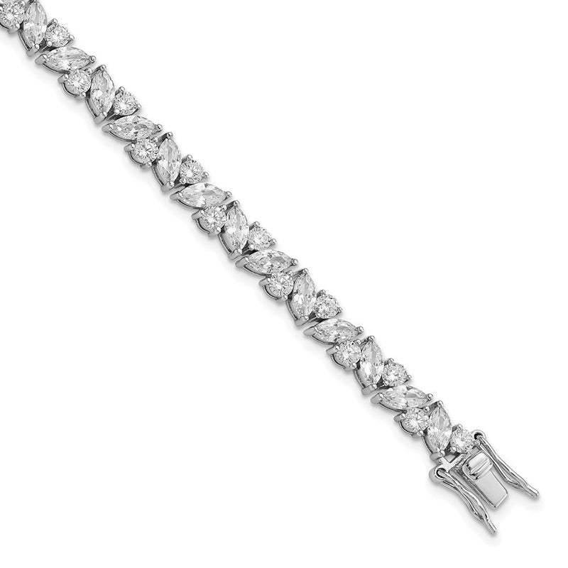 Sterlingsilber Cheryl M Rhodiniert Fantasie Brillant-cut und Marquise-cut Zirkonia 7.25 Zoll Armband