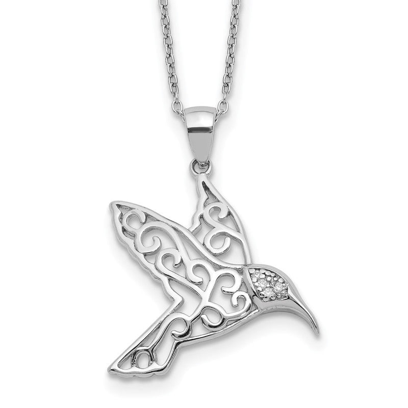 Sterlingsilber Cheryl M Rhodiniert Filigran Brillant-cut Zirkonia Hummingbird 18 Zoll Halskette