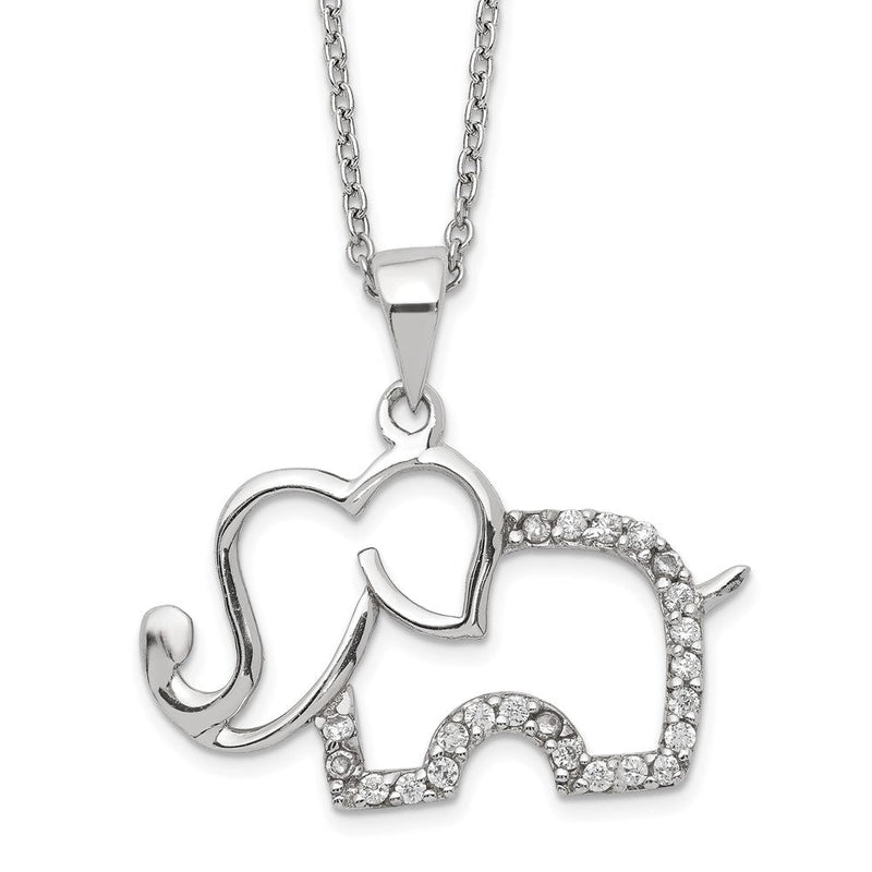 Sterlingsilber Cheryl M Rhodiniert Brillant-cut Zirkonia Elefant 18.25 Zoll Halskette