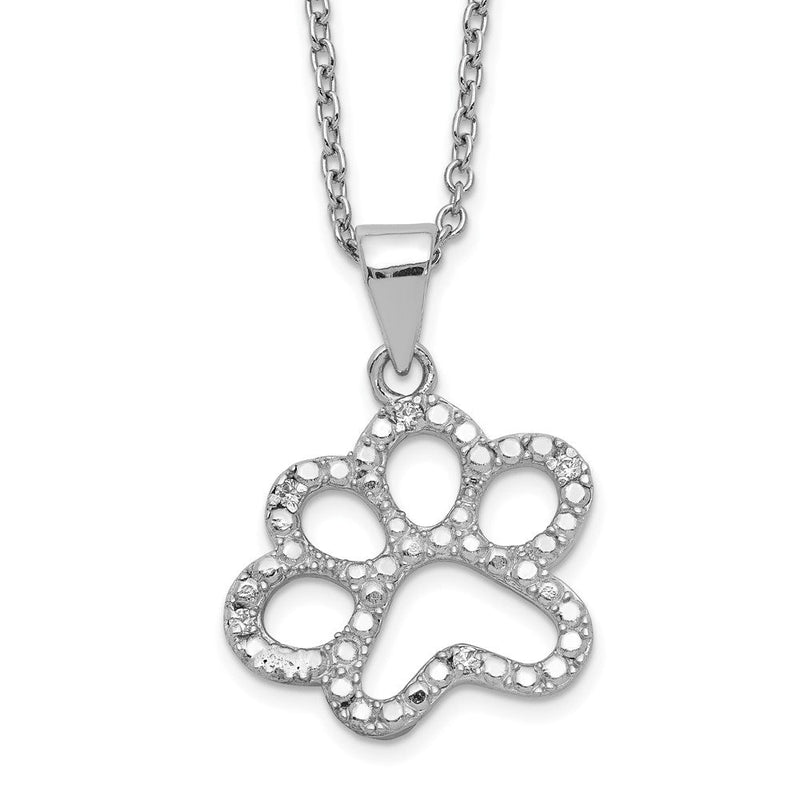 Sterlingsilber Cheryl M Rhodiniert Brillant-cut Zirkonia Paw 18.25 Zoll Halskette