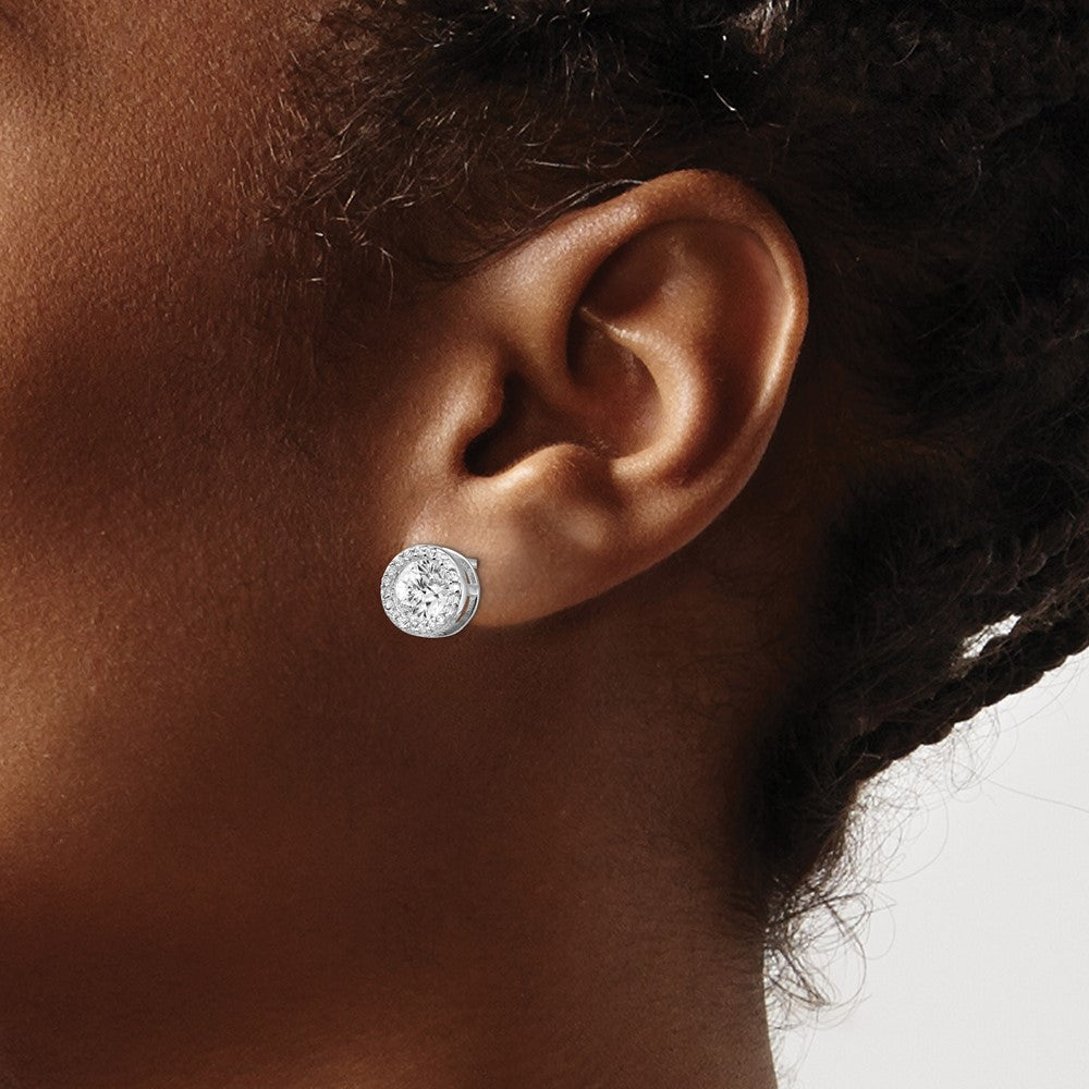 Sterlingsilber Cheryl M Rhodiniert Brillant-cut Zirkonia Heiligenschein Ohrstecker
