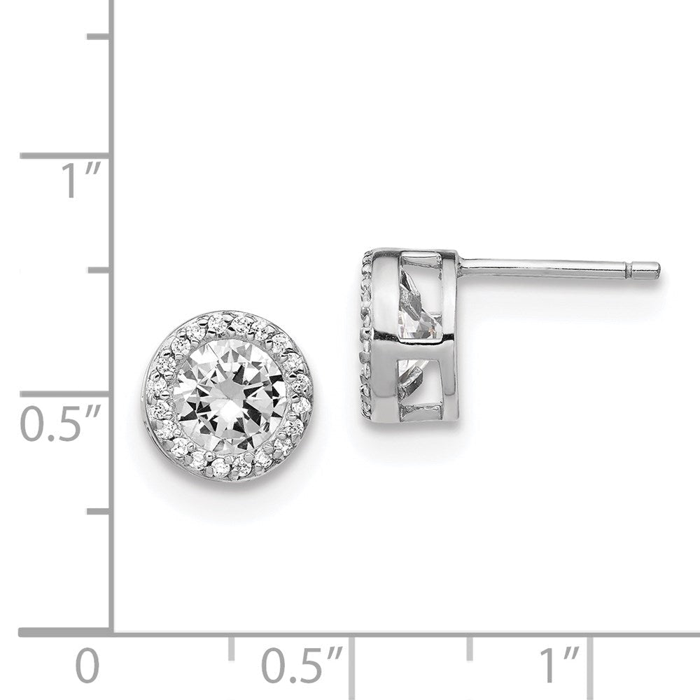 Sterlingsilber Cheryl M Rhodiniert Brillant-cut Zirkonia Heiligenschein Ohrstecker