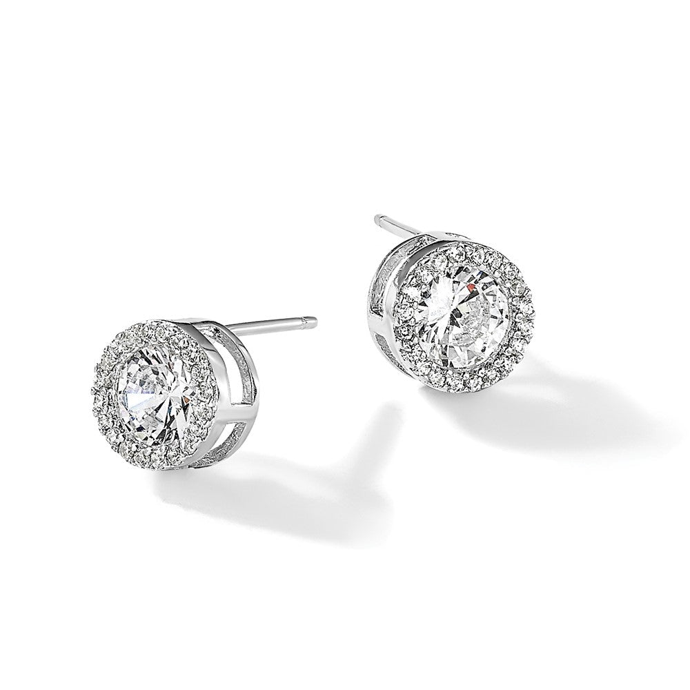 Sterlingsilber Cheryl M Rhodiniert Brillant-cut Zirkonia Heiligenschein Ohrstecker