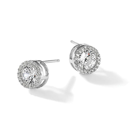 Sterlingsilber Cheryl M Rhodiniert Brillant-cut Zirkonia Heiligenschein Ohrstecker