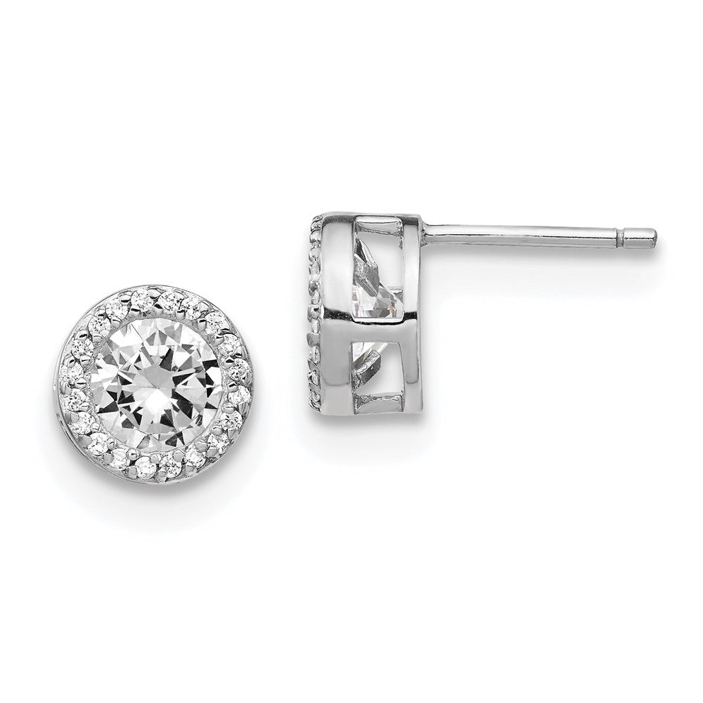 Sterlingsilber Cheryl M Rhodiniert Brillant-cut Zirkonia Heiligenschein Ohrstecker