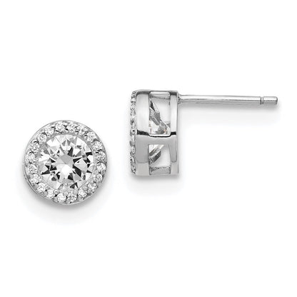 Sterlingsilber Cheryl M Rhodiniert Brillant-cut Zirkonia Heiligenschein Ohrstecker