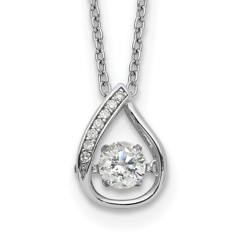 Sterlingsilber Cheryl M Rhodiniert Brillant-cut Lebhaft Zirkonia Tropfen 18 Zoll Halskette