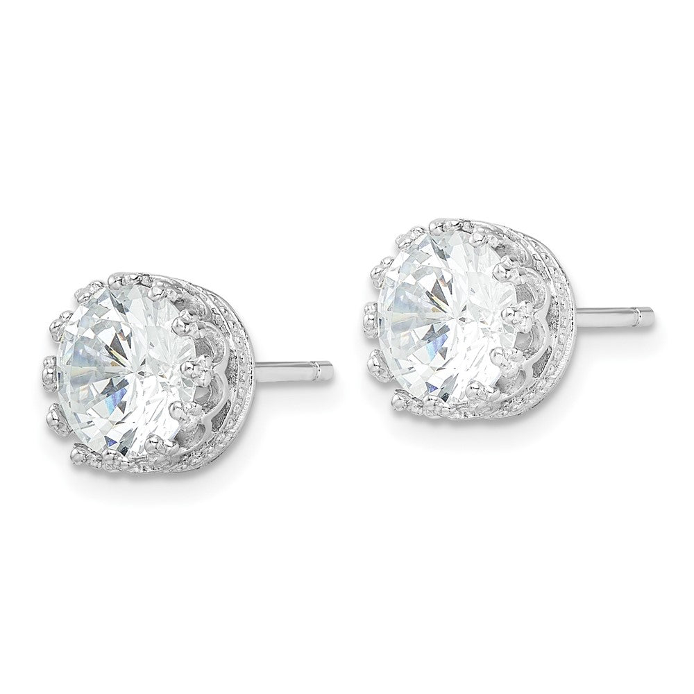 Sterlingsilber Cheryl M Rhodiniert Brillant-cut Zirkonia 8mm Krone Stecker Ohrstecker
