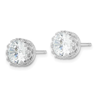 Sterlingsilber Cheryl M Rhodiniert Brillant-cut Zirkonia 8mm Krone Stecker Ohrstecker