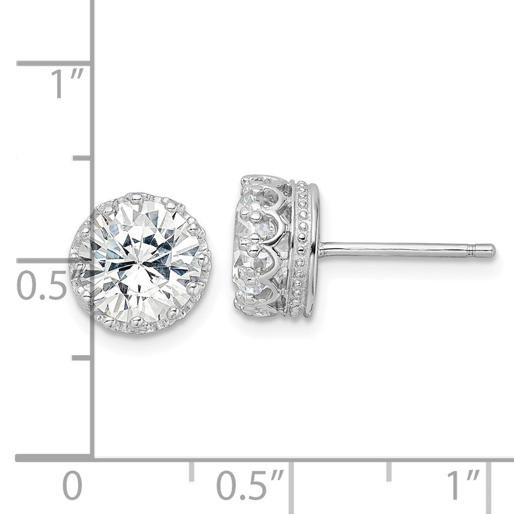 Sterlingsilber Cheryl M Rhodiniert Brillant-cut Zirkonia 8mm Krone Stecker Ohrstecker