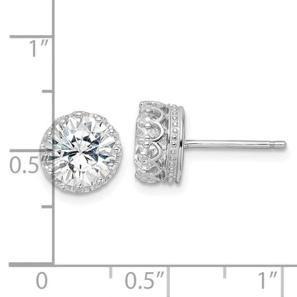 Sterlingsilber Cheryl M Rhodiniert Brillant-cut Zirkonia 8mm Krone Stecker Ohrstecker