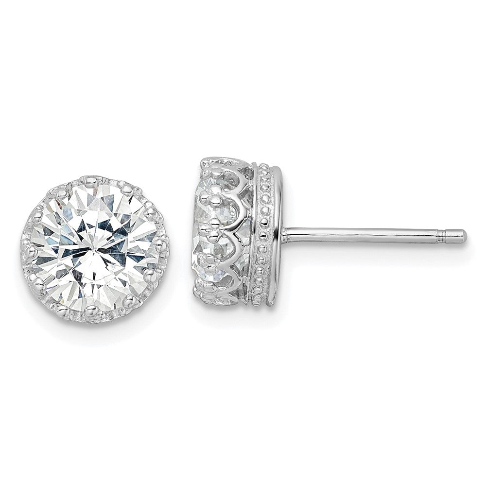Sterlingsilber Cheryl M Rhodiniert Brillant-cut Zirkonia 8mm Krone Stecker Ohrstecker