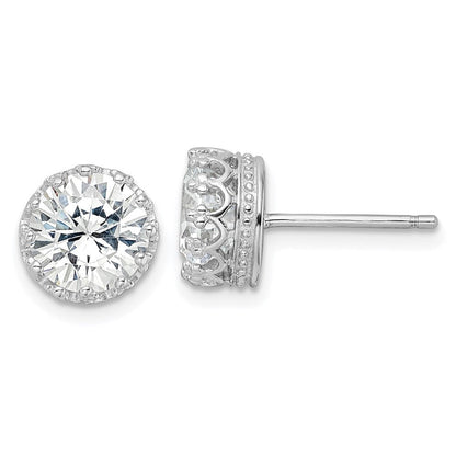 Sterlingsilber Cheryl M Rhodiniert Brillant-cut Zirkonia 8mm Krone Stecker Ohrstecker