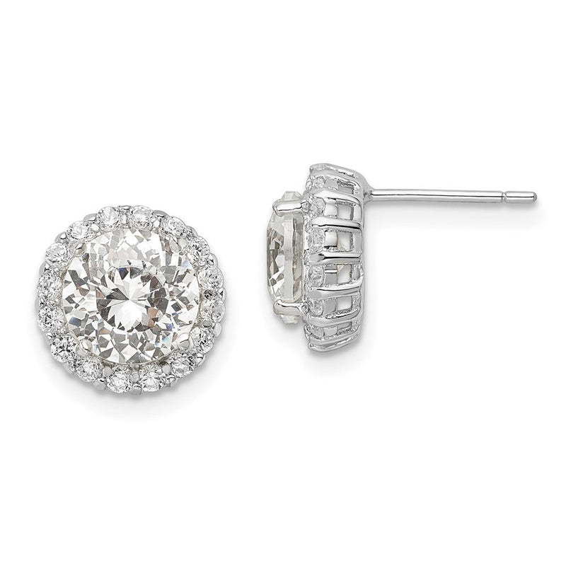 Sterlingsilber Cheryl M Rhodiniert 100 Facet & Brillant-cut Rund Zirkonia Heiligenschein Ohrstecker